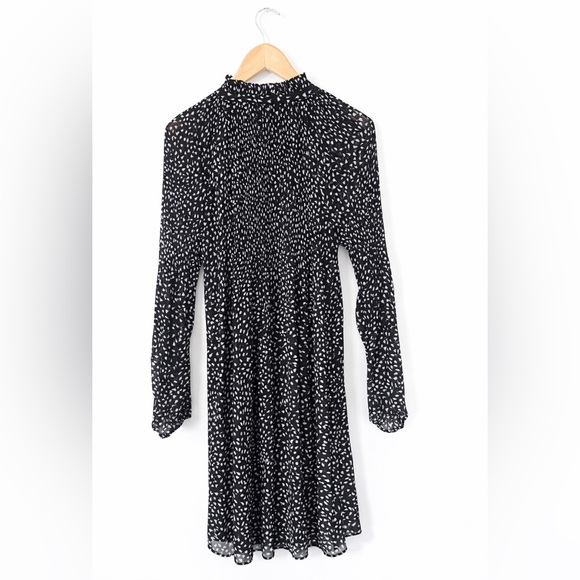 Anthropologie Meadow Rue Black White Boho  Mini Dress Long Sleeve Flowy Small - Picture 3 of 7